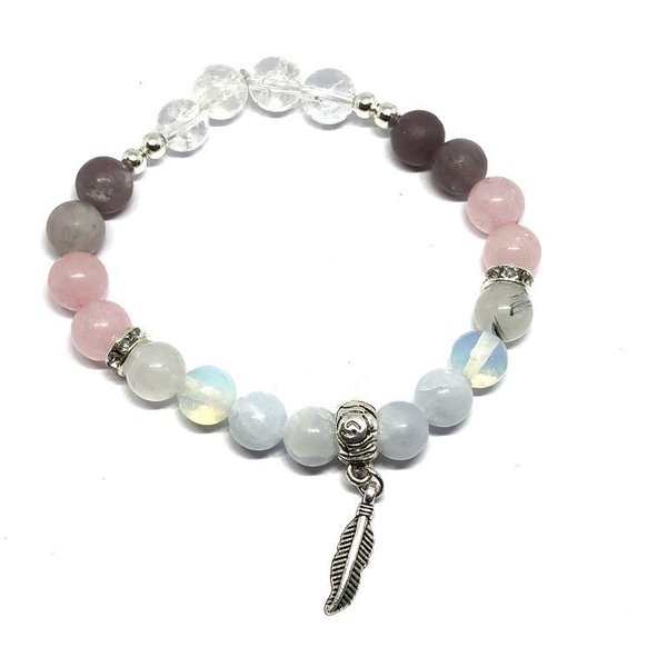 Bespoke Crystal Healing Feather Charm Bracelet - Angelic Connection
