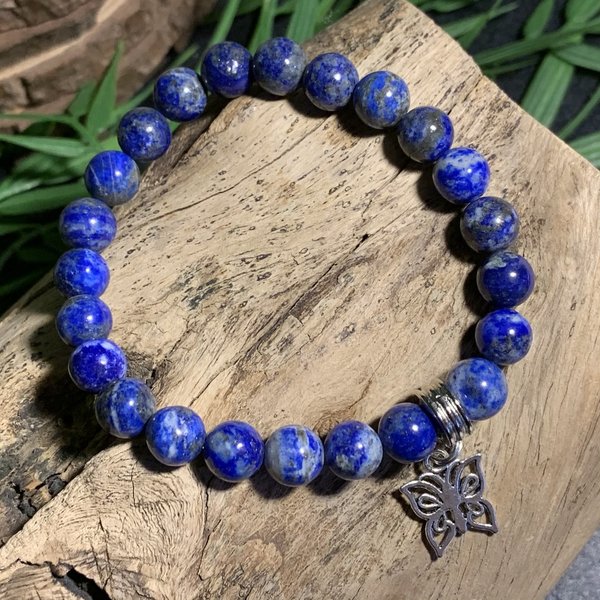 Lapis Lazuli Bracelet with Butterfly Charm Named Shania