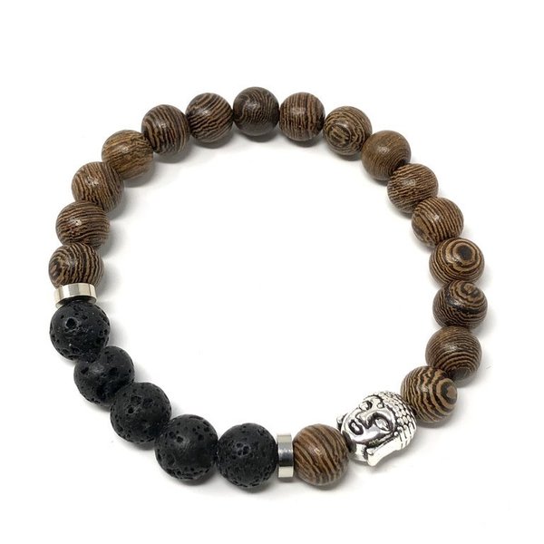 Wooden and Lava Bead Aromatherapy Bracelet #