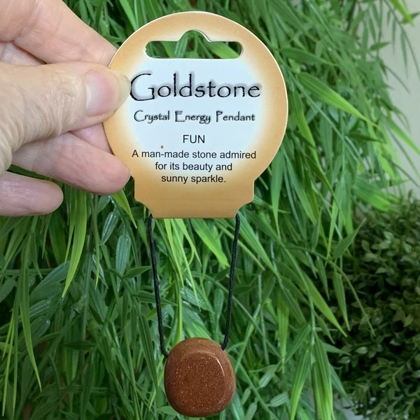 Goldstone Drilled Tumblestone Pendant Named Sally