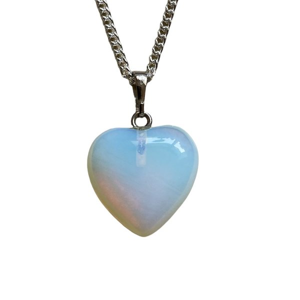 Opalite Heart Shaped Pendant with Free Chain Named Cherry