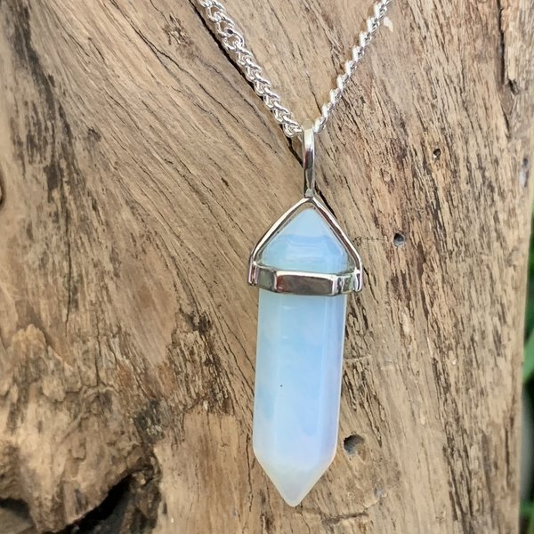 Opalite Double Terminated Wand Pendant Named Thelma